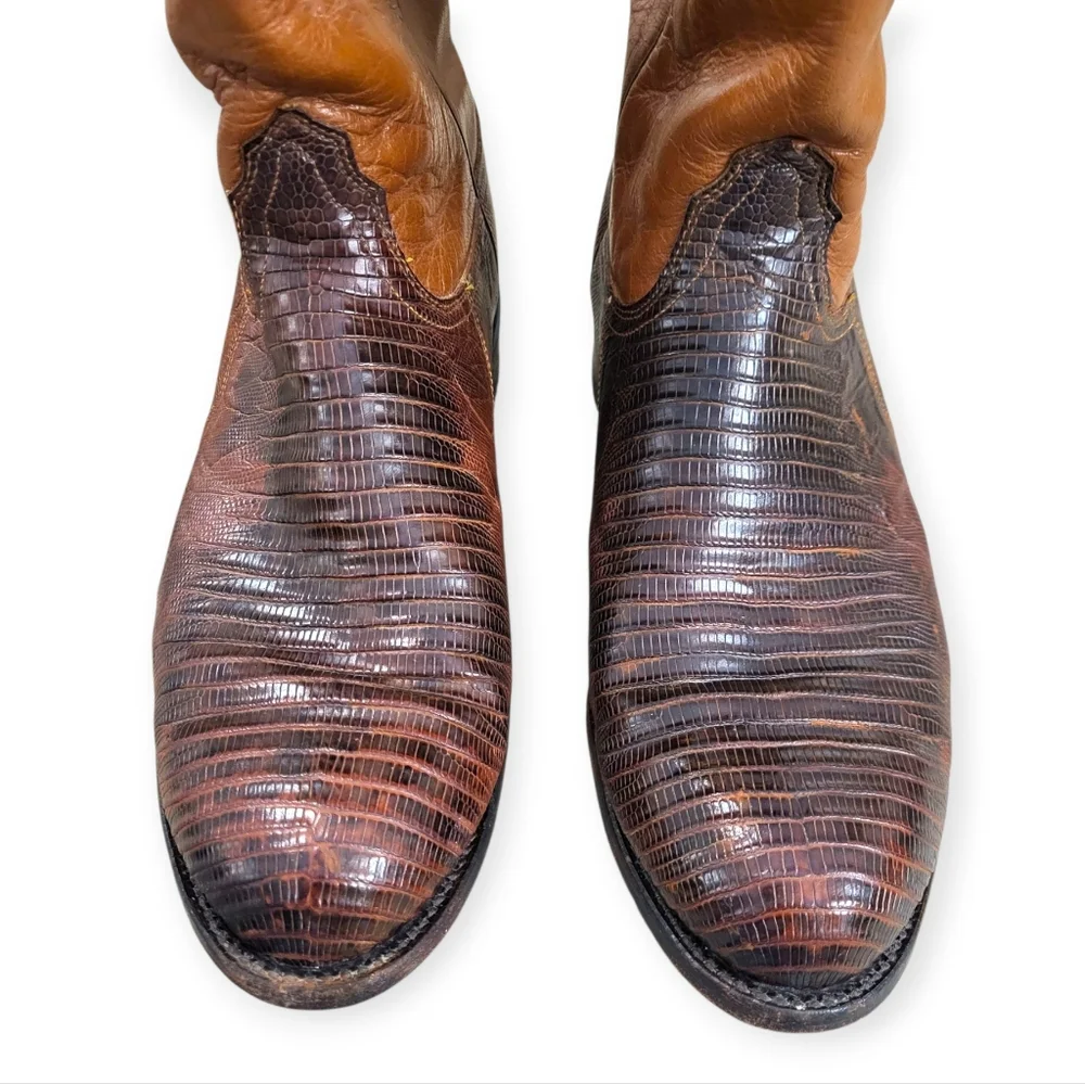LUCCHESE 2000 Leather Boots Size 10.5 EE Tan Brown